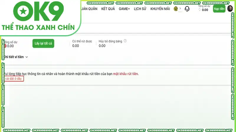 Rút tiền OK9 để đảm bảo cuộc chơi diễn ra trọn vẹn nhất Rút tiền OK9 để đảm bảo cuộc chơi diễn ra trọn vẹn nhất